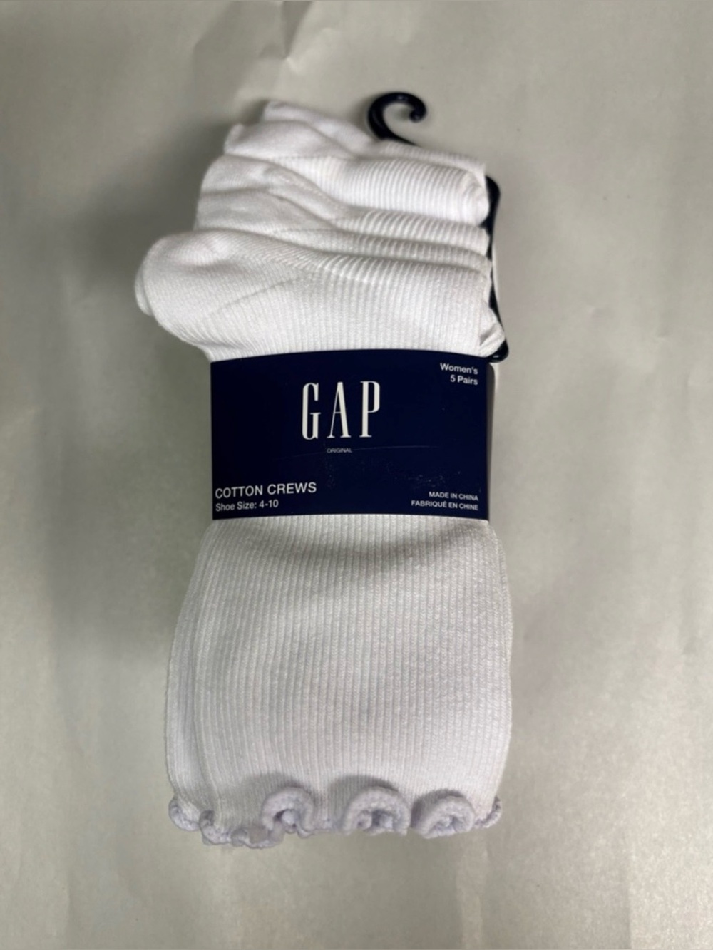 New Gap Socks Women’s 5 Pair White Cotton Crew Casual Socks Preppy Activewear